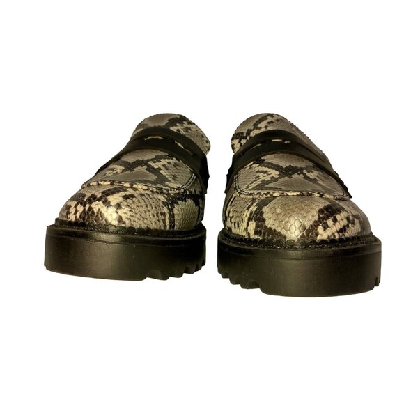 Sam Edelman Circus Desmond Loafers Women 10 M Faux Snake Skin Black Gray Slip On - Picture 8 of 16